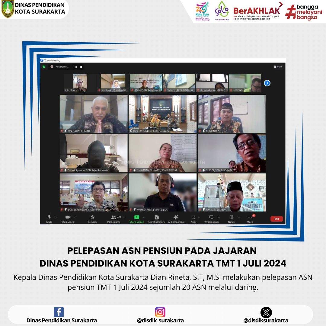 PELEPASAN ASN PENSIUN TMT 1 JULI 2024 PADA JAJARAN DINAS PENDIDIKAN KOTA SURAKARTA