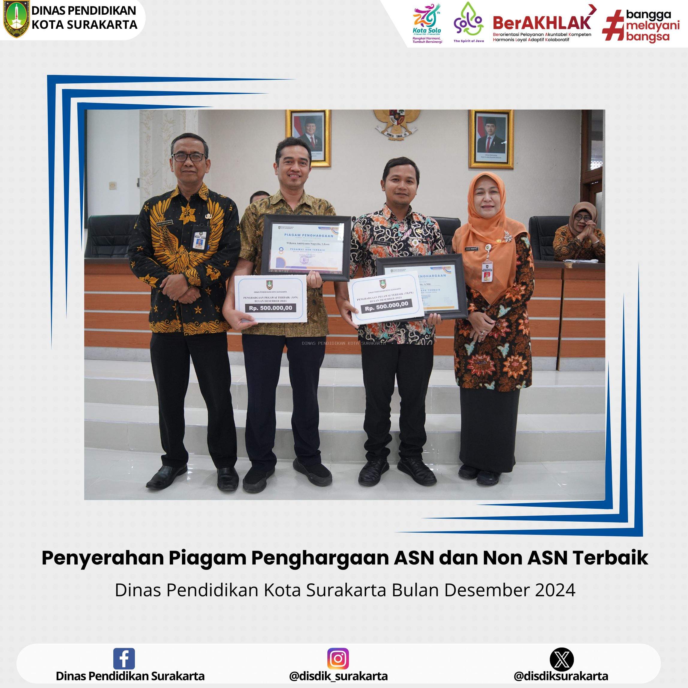 Penyerahan Piagam Pegawai ASN dan Non ASN Terbaik Bulan Desember 2024 Tahun 2024