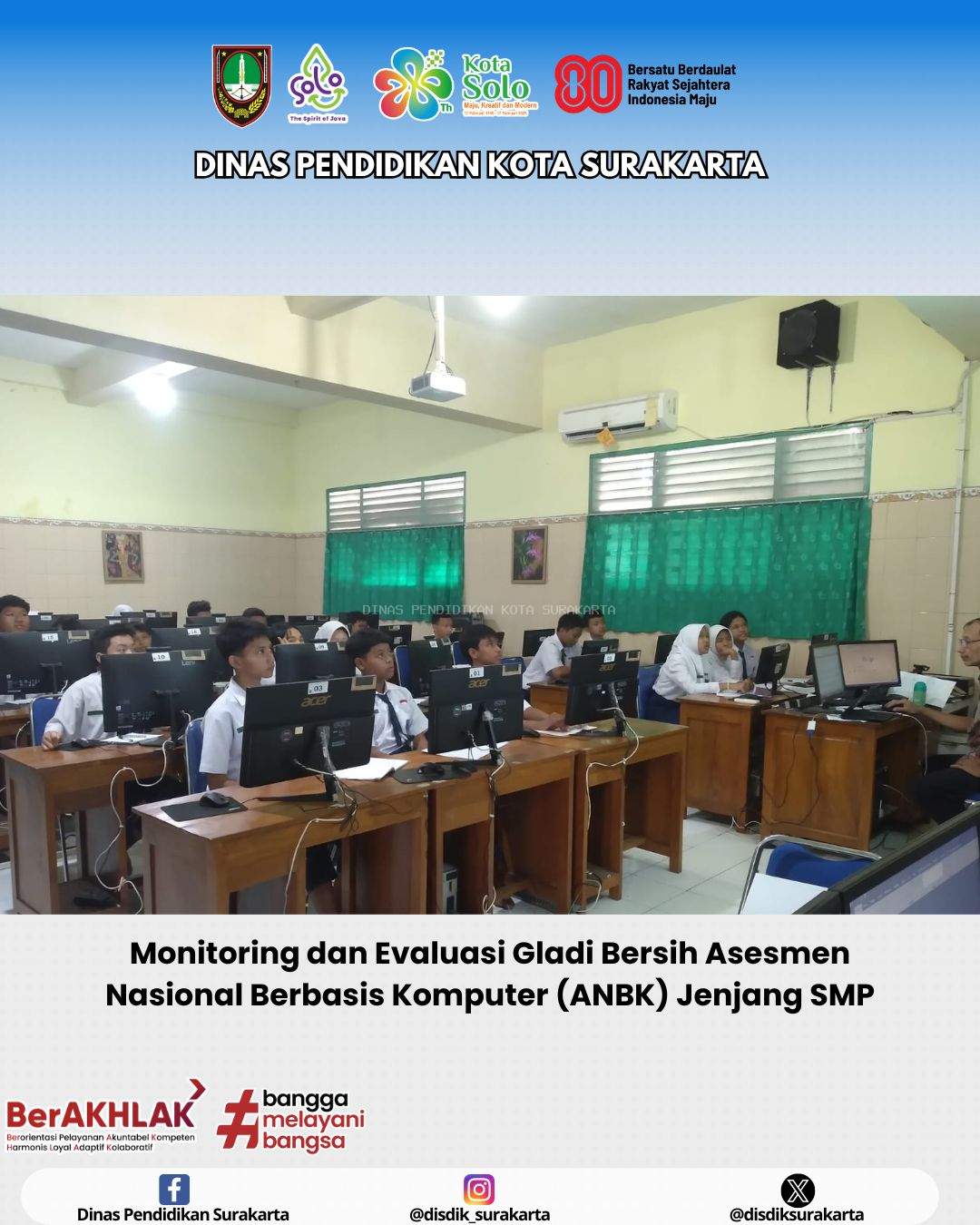 Monitoring dan Evaluasi Gladi Bersih Asesmen Nasional Berbasis Komputer (ANBK) Jenjang SMP