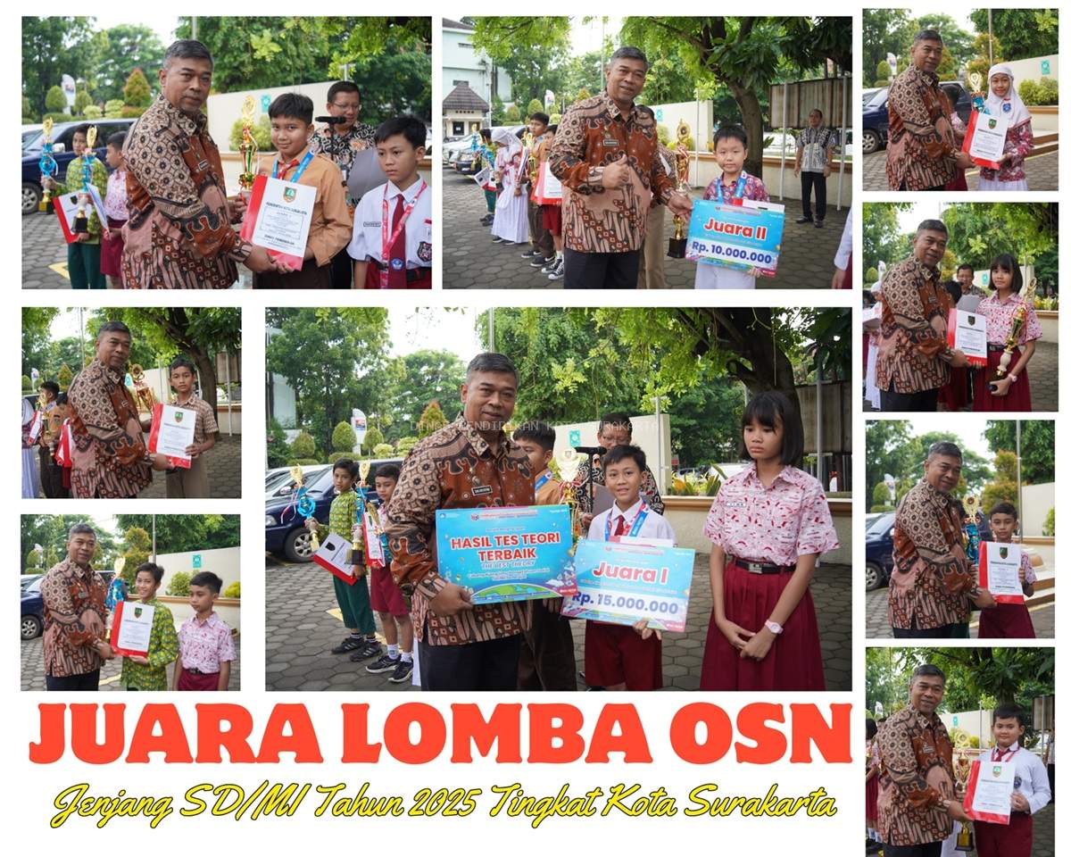 Dinas Pendidikan Kota Surakarta Anugerahkan Penghargaan OSN Jenjang SD/MI Tingkat Kota Surakarta Tahun 2025