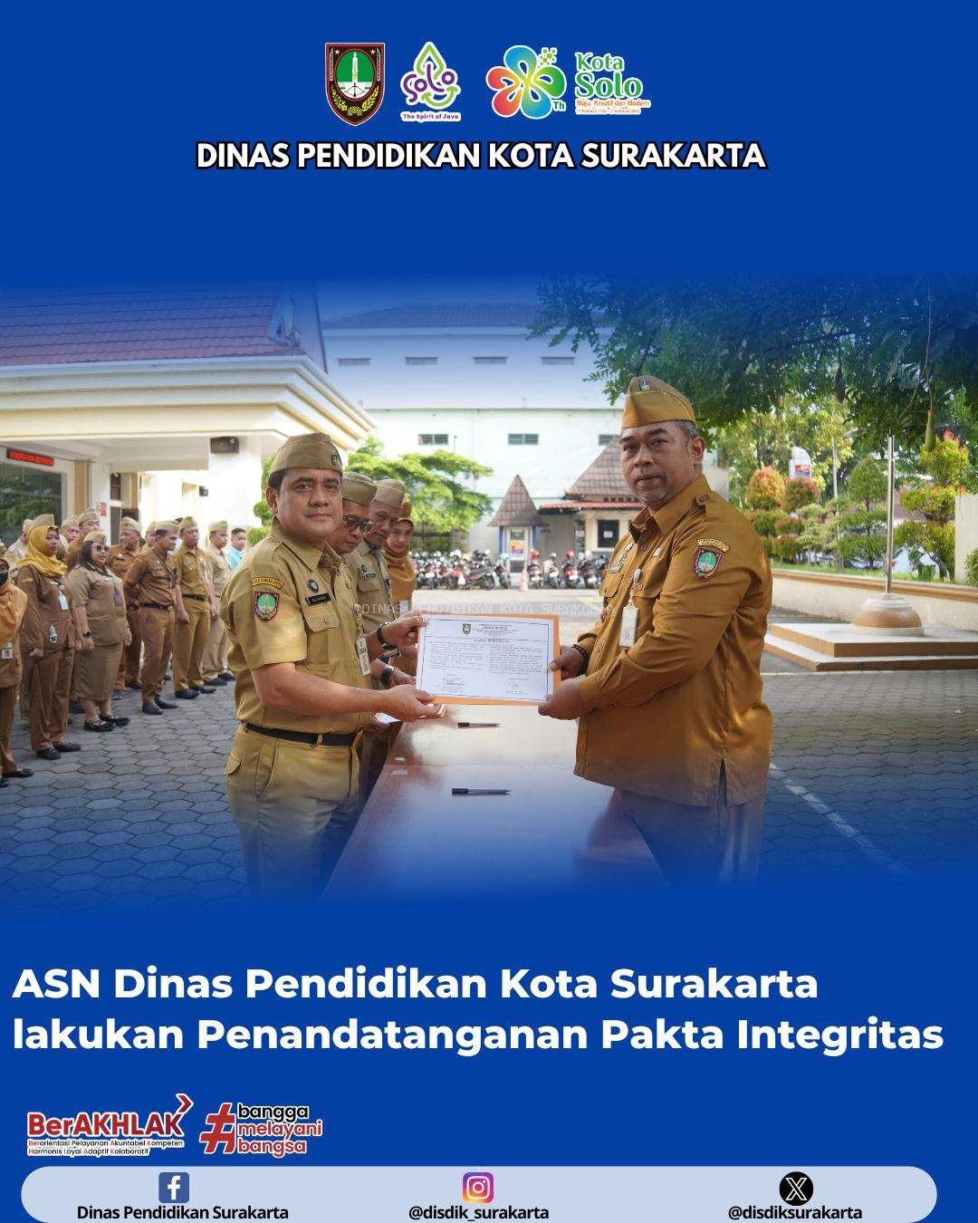 ASN Dinas Pendidikan Kota Surakarta lakukan Penandatanganan Pakta Integritas